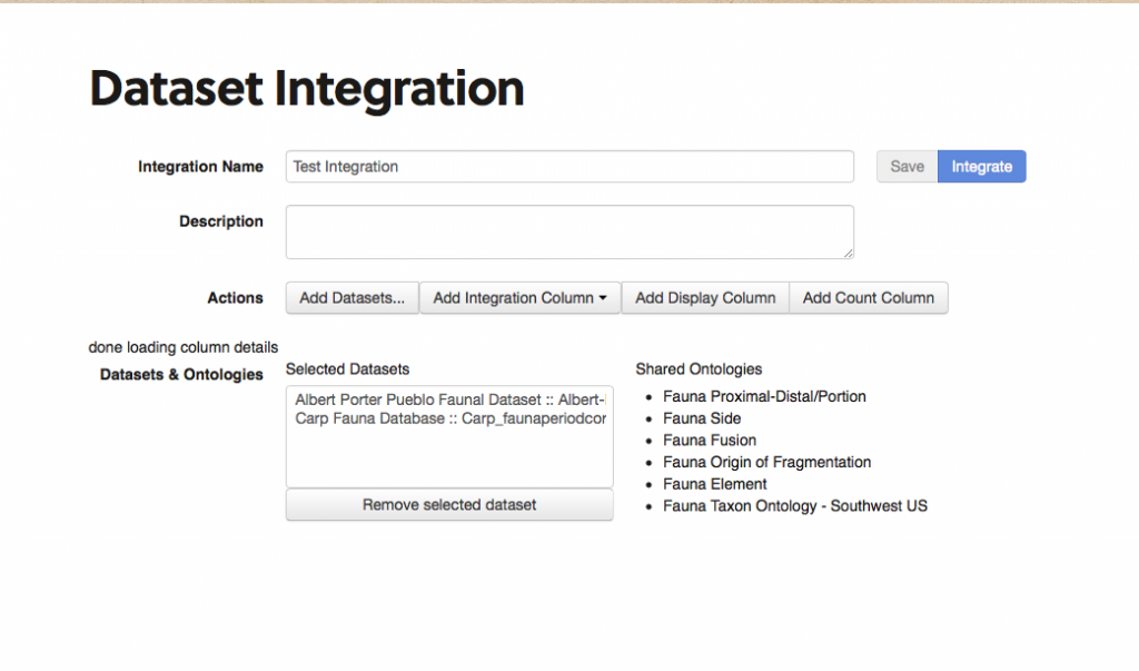 main integration screen